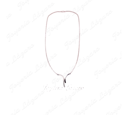 JUEG, GARGANTILLA + PENDIENTES ORO BL.18KT. MOTIVO DOBLE CON CIRCONITA