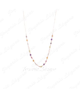 GARGANTILLA ORO 18 KTS LIGERA, BOLITAS CIRCONITAS TUTIFRUTI