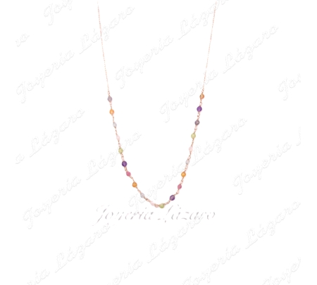 GARGANTILLA ORO 18 KTS LIGERA, BOLITAS CIRCONITAS TUTIFRUTI