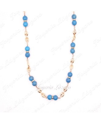 ORO 18 KTS GARGANTILLA TURQUESA CALABROTE