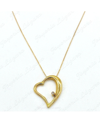 ORO 18 KTS GARGANTILLA CORAZON+DIAMANTE  BRILLANTE
