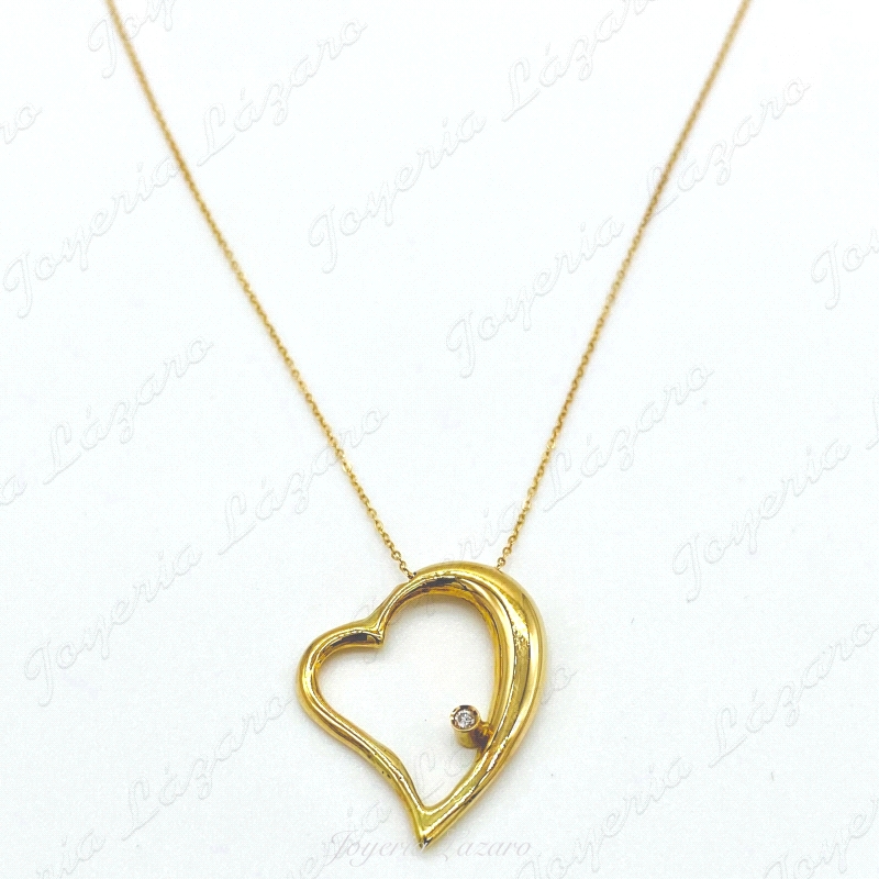 ORO 18 KTS GARGANTILLA CORAZON+DIAMANTE  BRILLANTE