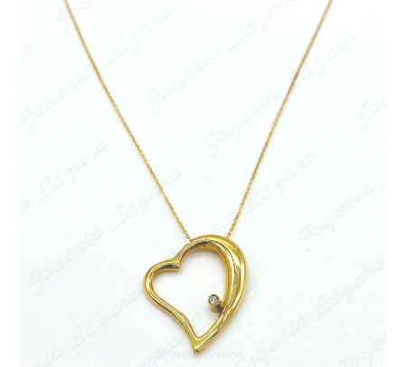 ORO 18 KTS GARGANTILLA CORAZON+DIAMANTE  BRILLANTE