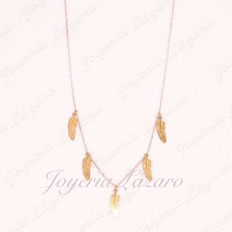 ORO 18 KTS GARGANTILLA 5 PLUMAS