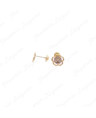 PEND. TORN. ORO 18 KTS FLOR BICOLOR CALADA                                                          