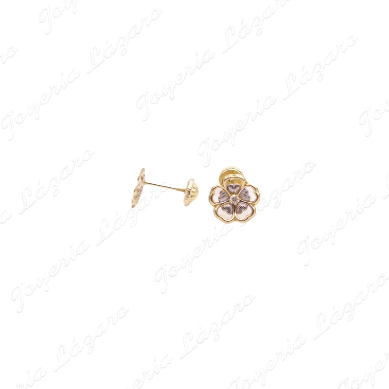 PEND. TORN. ORO 18 KTS FLOR BICOLOR CALADA                                                          