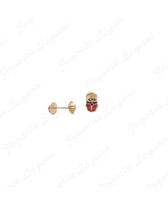PEND. TORN. ORO 18 KTS MARIQUITA 5.5MM ESMALTE ROJO                                                 