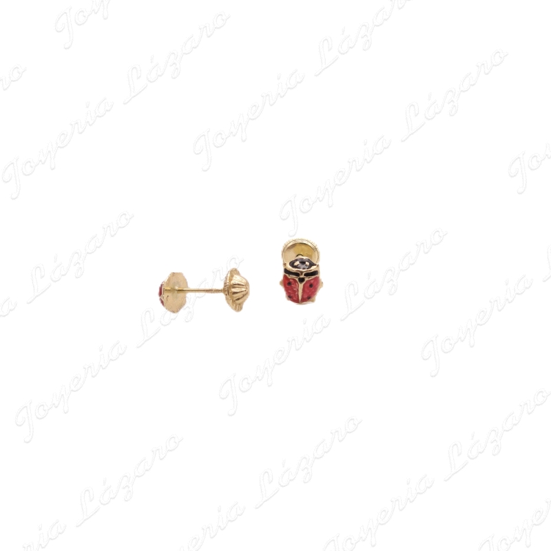 PEND. TORN. ORO 18 KTS MARIQUITA 5.5MM ESMALTE ROJO                                                 