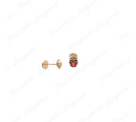PEND. TORN. ORO 18 KTS MARIQUITA 5.5MM ESMALTE ROJO                                                 