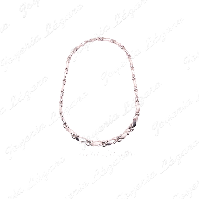 GARGANTILLA 18KTS BL. PLACAS MATE/BRILLO PESADA