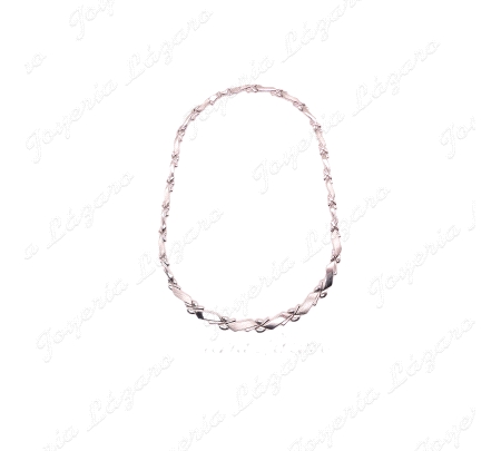 GARGANTILLA 18KTS BL. PLACAS MATE/BRILLO PESADA