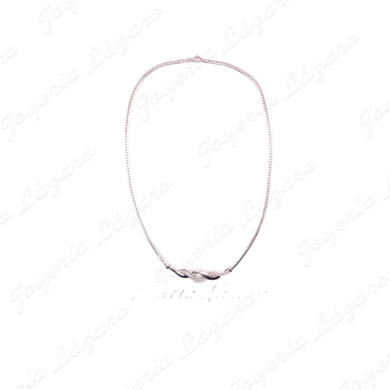 GARGANTILLA 18KTS BL. RASPA SEMIRIGIDA CIRCO. CRUZADO