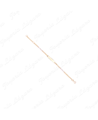 ESCLAVA BEBE ORO 18 KTS BICOLOR 2 POSTURAS, PLACA FILO BL+4 ESLABONES