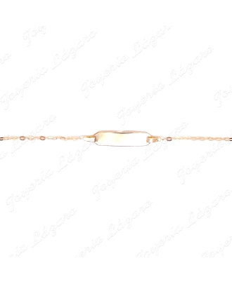 ESCLAVA BEBE ORO 18 KTS PLACA RECT. BRILLO ESLB. FORZADO