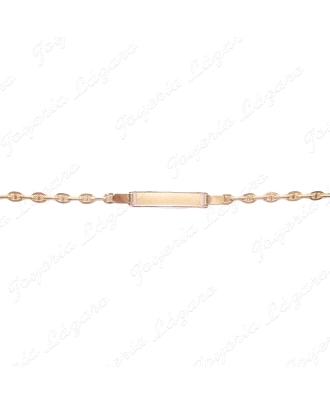 ESCLAVA BEBE ORO 18 KTS 2ª POSTURA PLACA BICOLOR CADENA FORZADA