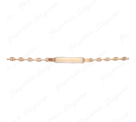 ESCLAVA BEBE ORO 18 KTS 2ª POSTURA PLACA BICOLOR CADENA FORZADA