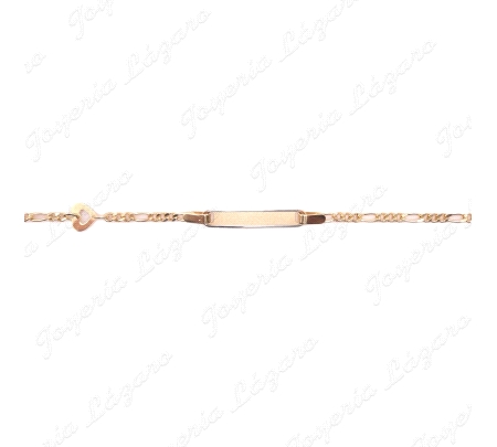 ESCLAVA BEBE ORO 18 KTS 2 POSTURASPLACA BIC.+1 CORAZON EN CADENA