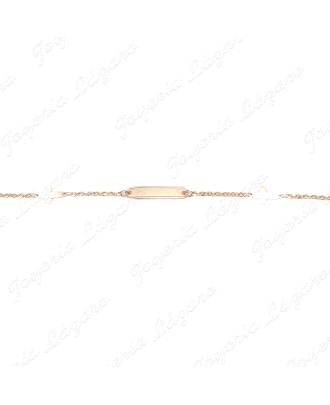 ESCLAVA BEBE ORO 18 KTS 2 POSTURAS, PLACA BRILLO+2 CRUCES