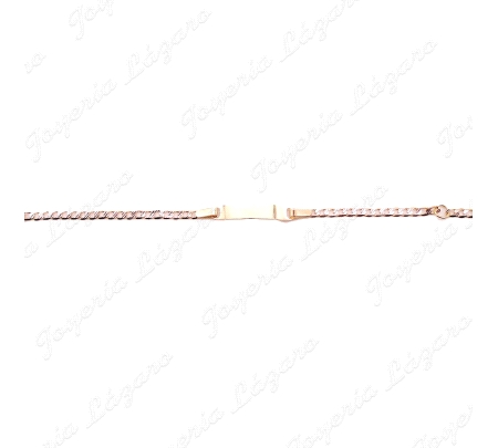 ESCLAVA BEBE ORO 18 KTS2 POSTURAS BICOLOR EN CADENA BARBADA