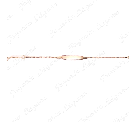 ESCLAVA BEBE ORO 18 KTS BICOLOR CADENA PLANA