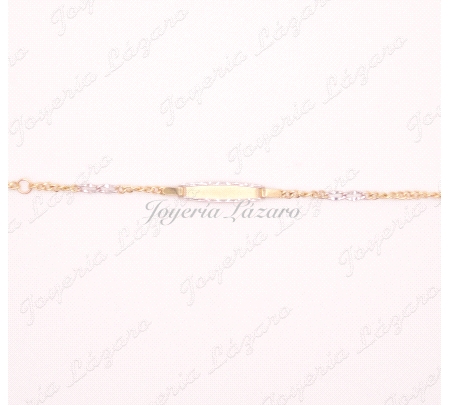 ORO 18 KTS ESCLAVA BEBE BICOLOR 2 POSTURAS