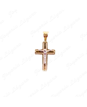 CRUZ ORO 18 KTS DOBLE CUERPO 14x20mm CRISTO EN BL.