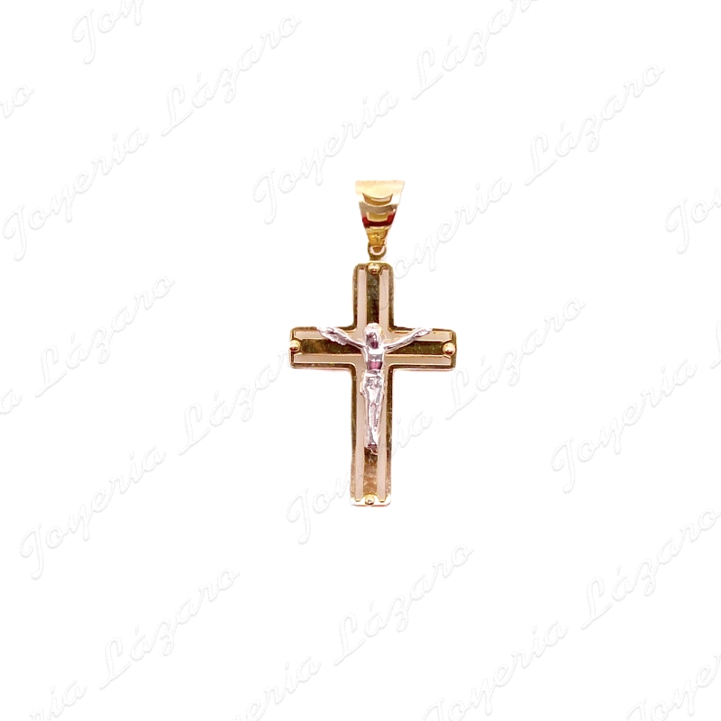 CRUZ ORO 18 KTS DOBLE CUERPO 14x20mm CRISTO EN BL.