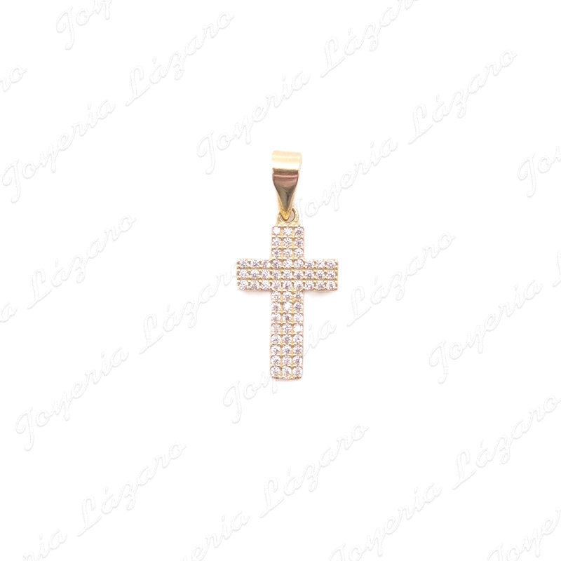 CRUZ ORO 18 KTS CIRCONITAS PAVÉ 18X10