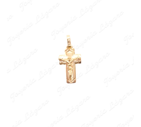 CRUZ ORO 18 KTS 13x22mm CHAPA CUADRADA+CRISTO