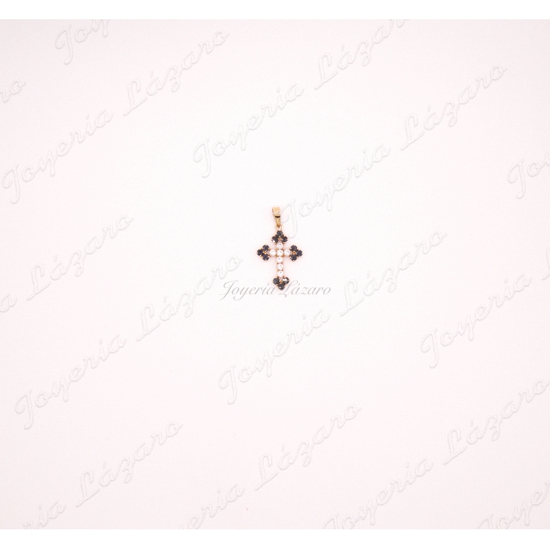 CRUZ 18KTS ZAFIROS Y  CIRCONITAS