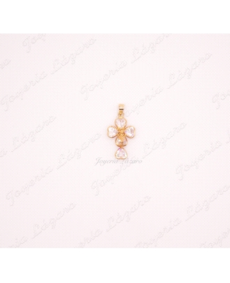 CRUZ 18KTS CRISTO CORAZONES CIRCONOTAS 25x15mm+ASA