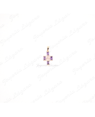 CRUZ 18KTS AMATISTAS CIRCONITAS