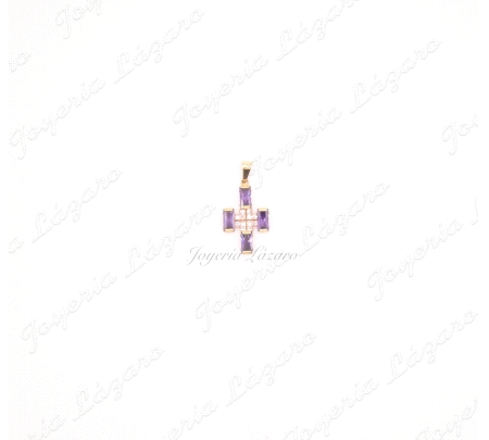 CRUZ 18KTS AMATISTAS CIRCONITAS