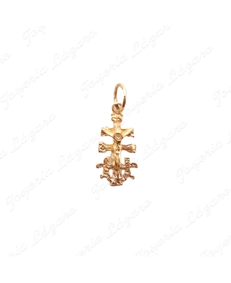 CRUZ DE CARAVACA ORO 18 KTS 7X15MM CRISTO RELIEVE