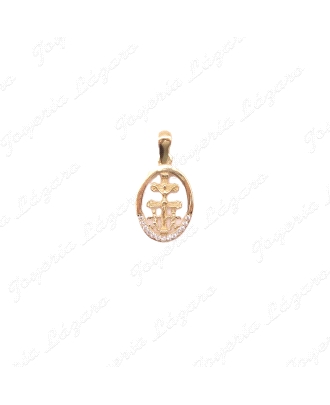 CRUZ DE CARAVACA ORO 18 KTSMITAD CIRCONITAS