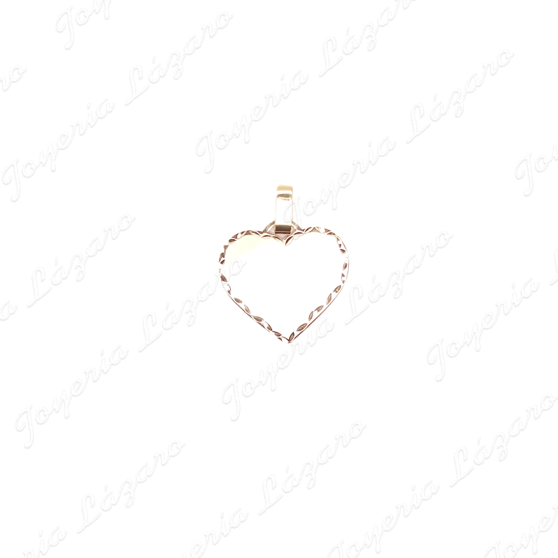 COLGANTE GR. ORO 18 KTS CORAZON FILO TALLADO BRILLO 30X30SIN ASA