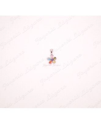 COLGANTE 18KTS BL. FLOR COLORES