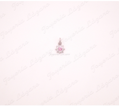 COLGANTE 18KTS BL. ROSETON  ROSA