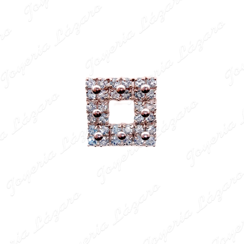 COLGANTE 18KTS BL. CUADRADO PIEDRAS AGUAMARINA