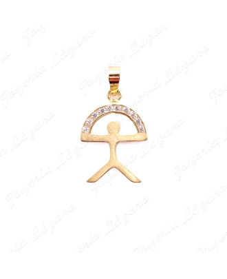 COLGANTE ORO 18 KTS INDALO 15X18MM MATE ARCO CIRCONITAS