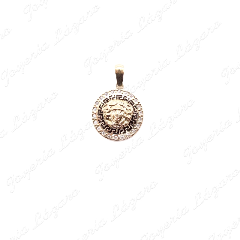 COLGANTE ORO 18 KTS  13MM ONIX MEDUSA