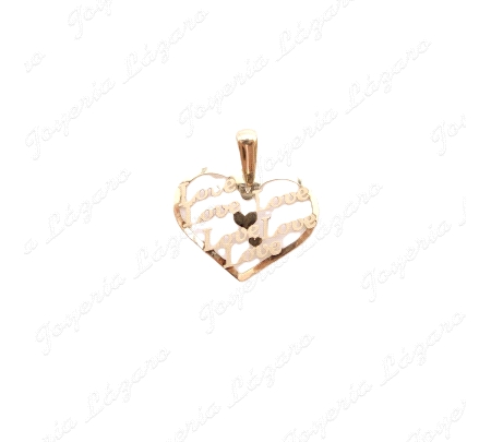 COLGANTE ORO 18 KTS CORAZON LOVE CALADO 15X20MM