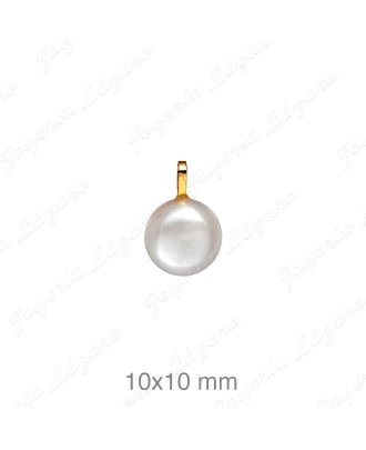 COLGANTE ORO 18 KTS PERLA CULTIVADA BOTON 10X10MM