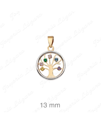 COLGANTE ORO 18 KTS ARBOL VIDA CIRCO COLORES 13MM