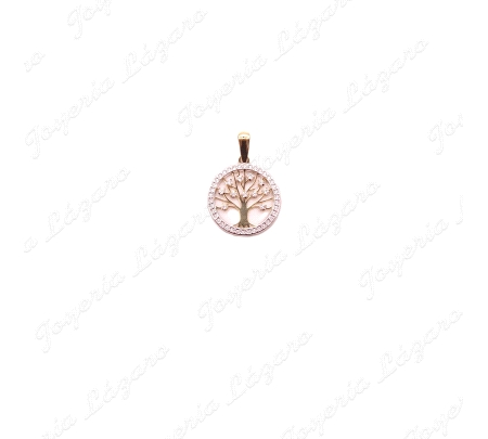 COLGANTE ORO 18 KTS BICOLOR ARBOL VIDA CRECO CIRCONITAS