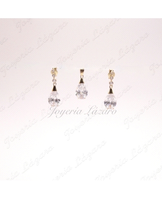 COLGANTE ORO+PERITA CRISTAL, A JUEGO CON PENDIENTES  A19-10604, IDEAL PARA NOVIA