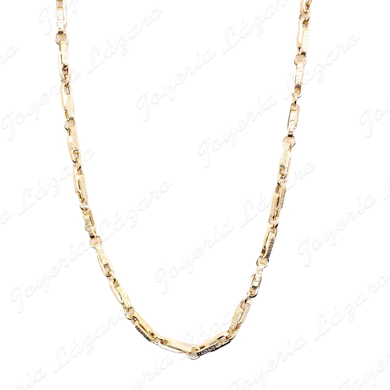 CADENA 60 CM. ORO 18 KTS ESLAB. CHAPAS ENLAZADOS GRECA