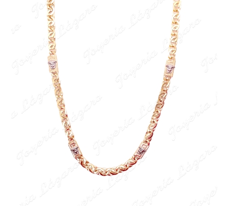 CADENA COLLAR  70 CM. ORO 18 KTS CADENA+PLACAS MEDUSA BLANCA DISEÑO IT