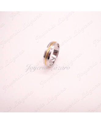 ORO 18 KTS ALIANZA BICOLOR CENTRO AMARILLO MATE 5 MM Nº16