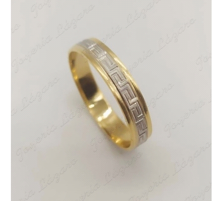 ORO 18 KTS ALIANZA BIC. 4MM GRECA Nº18